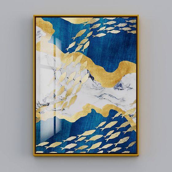 Golden Fish School 3D model for Creative Projects