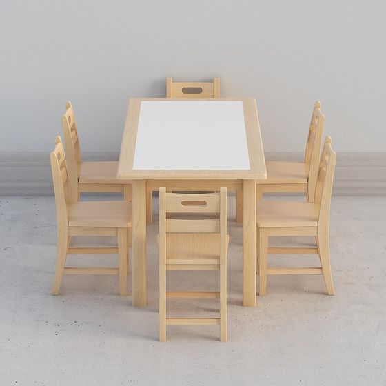 Charming Children's Table and Chair 3D model