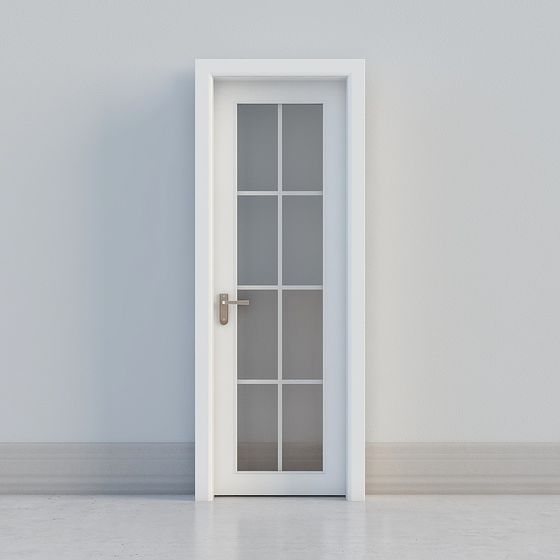 Stylish Glass Window White Frame Door 3D model for Modern Spaces