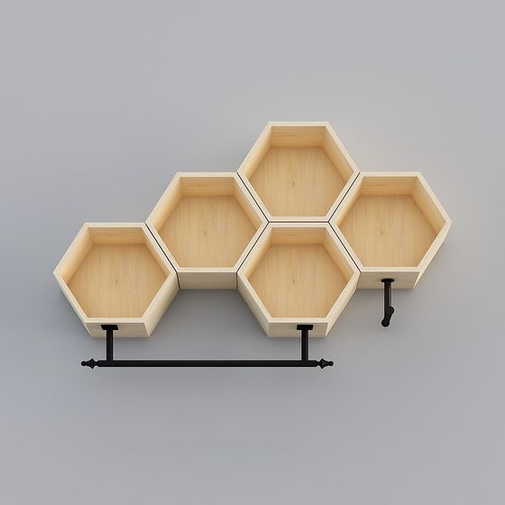 Creative Hexagonal Wall-Mounted Storage Shelf 3D model