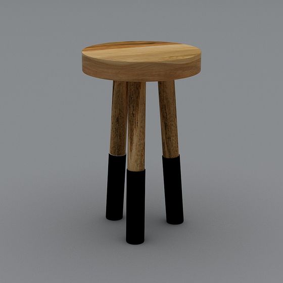 Stylish Low-Polygon Round Stool 3D model