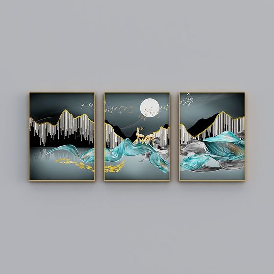 Moonlit Mountains and Rivers 3D Model