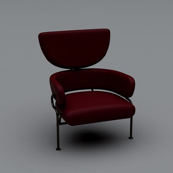 Elegant Red Leather Chair 3D Model Design
