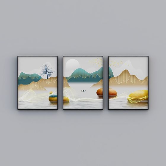 House Full of Courtesy with Painting - Modern Living Room Decorative Painting - Triple Living Room - When to Run L