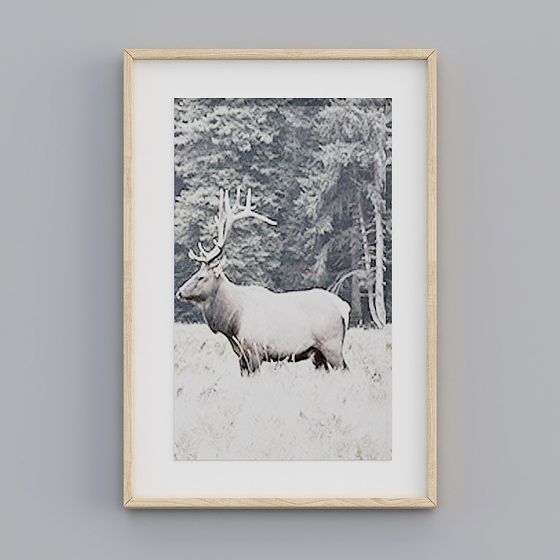 Majestic Elk 3D Model in Snowy Landscape