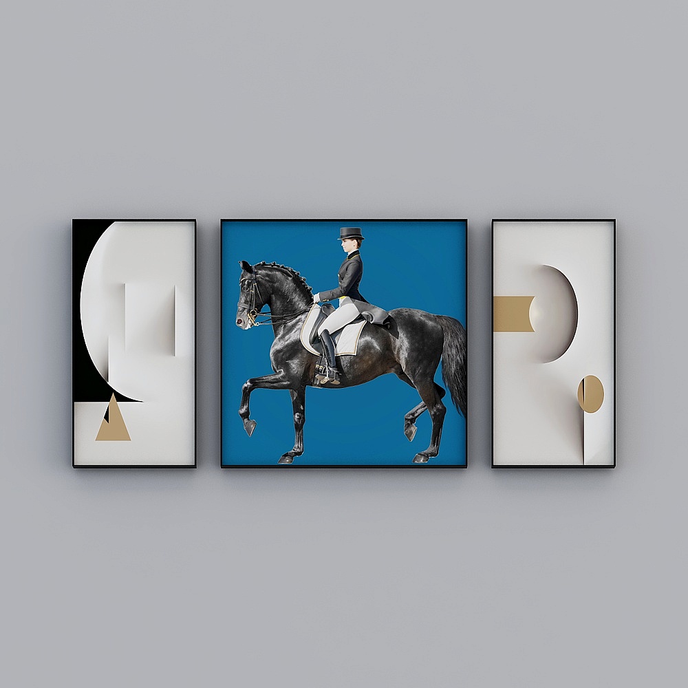 Courtesy full house with painting - modern living room decorative painting - living room triple - equestrian knight D