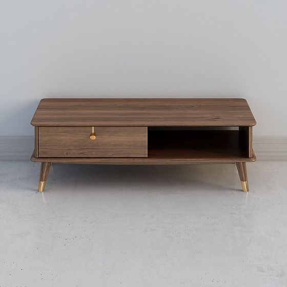 道系列輕奢單泵空芯黑胡桃茶桌