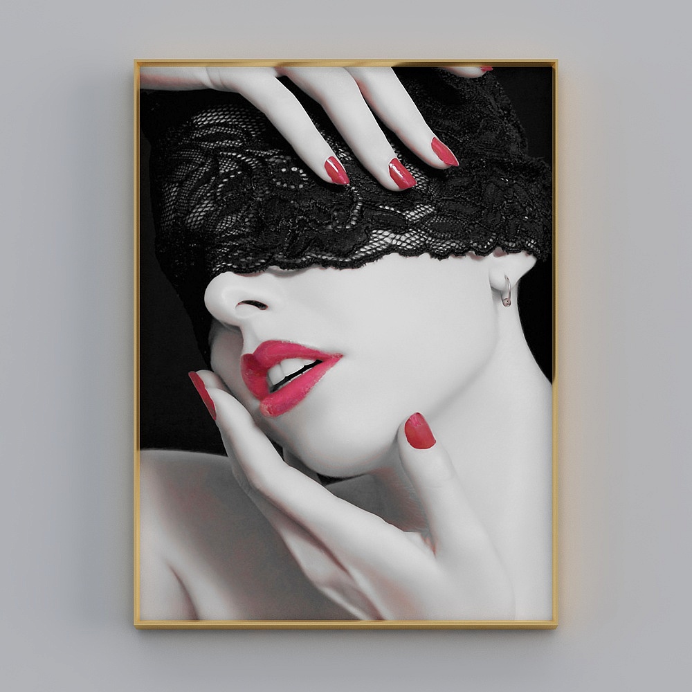 Courtesy full house with painting - modern living room decoration painting - living room entrance single - flame red lip M