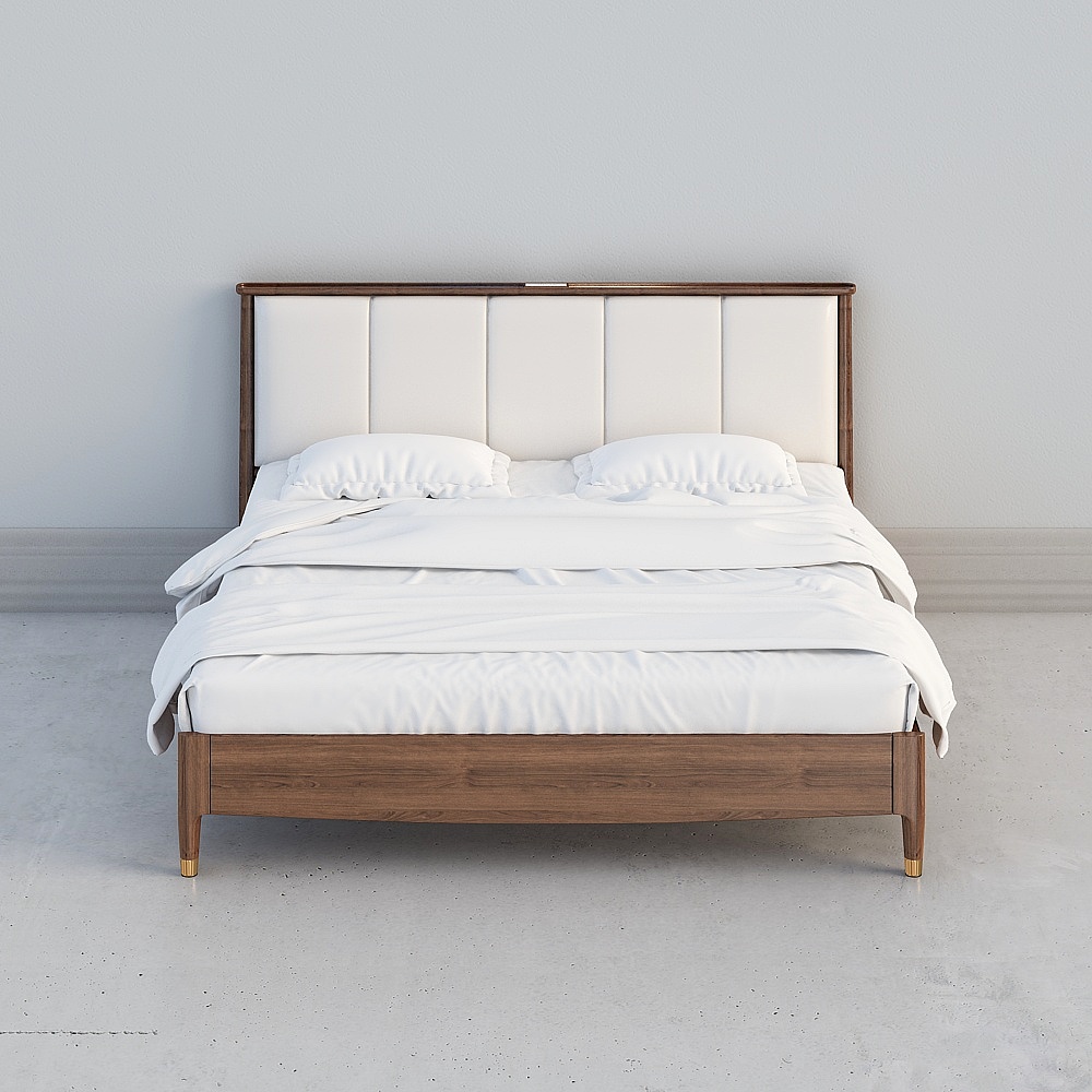 The Tao series is light and luxuriously simple black walnut 1.8 m bed