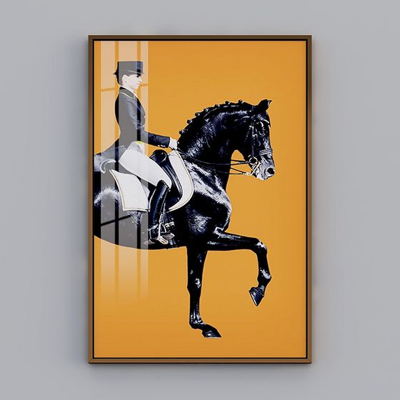 Elegant Black Stallion and Rider 3D model