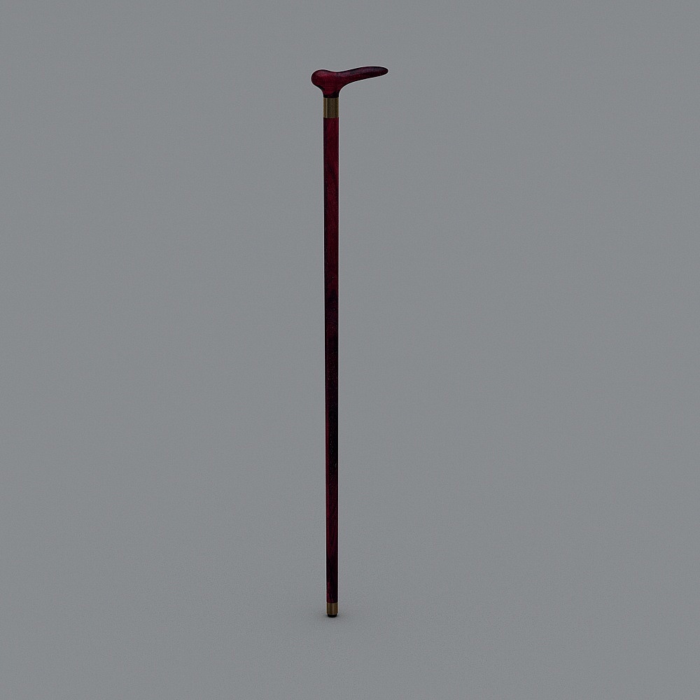 Elegant Low-Poly 3D Model of a Cane