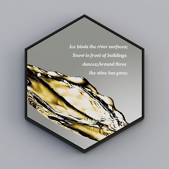 Poetic Low-Poly 3D Model with Golden Liquid