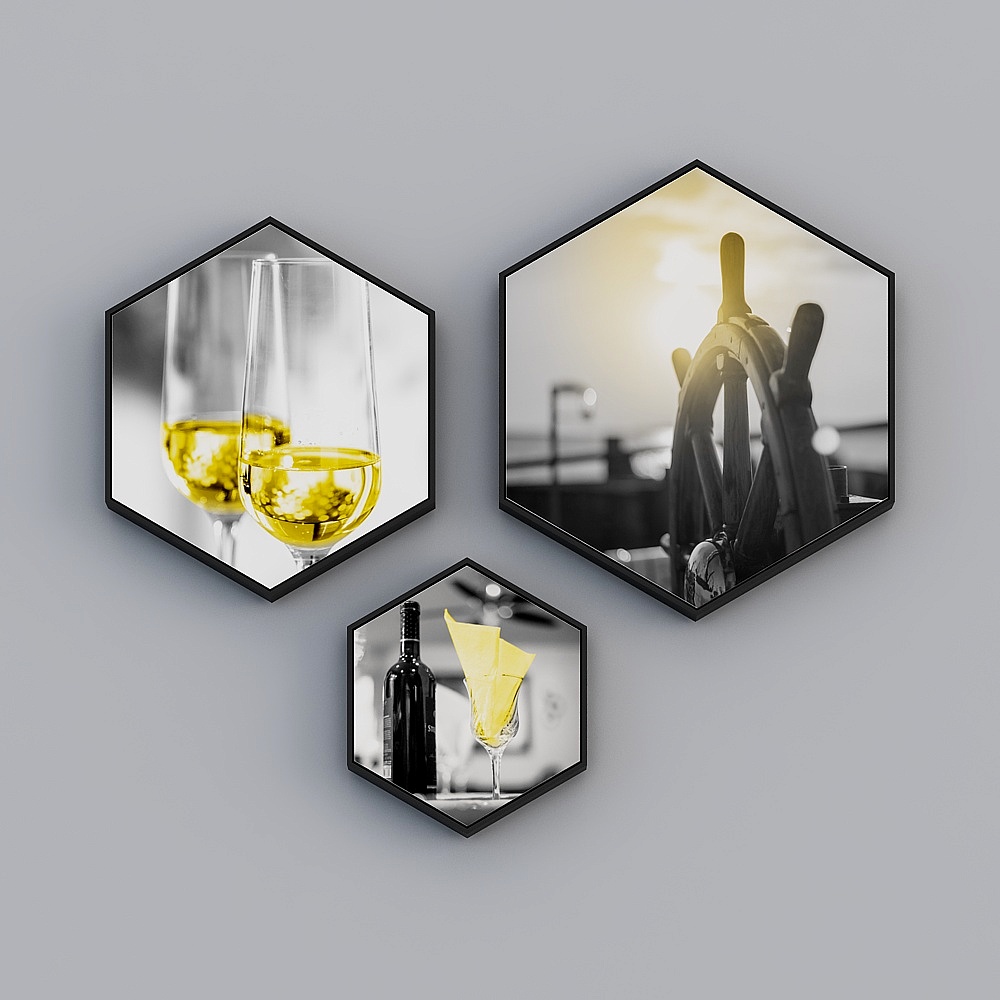 Courtesy full house with painting - modern decorative painting - hexagonal combination - time wine glass B