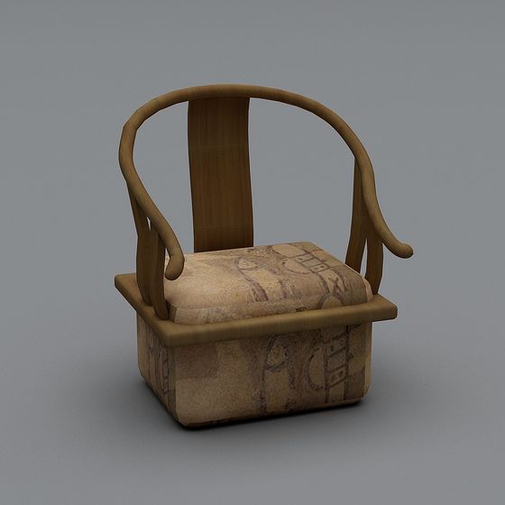 Oriental Low-Polygon Chinese Chair 3D model