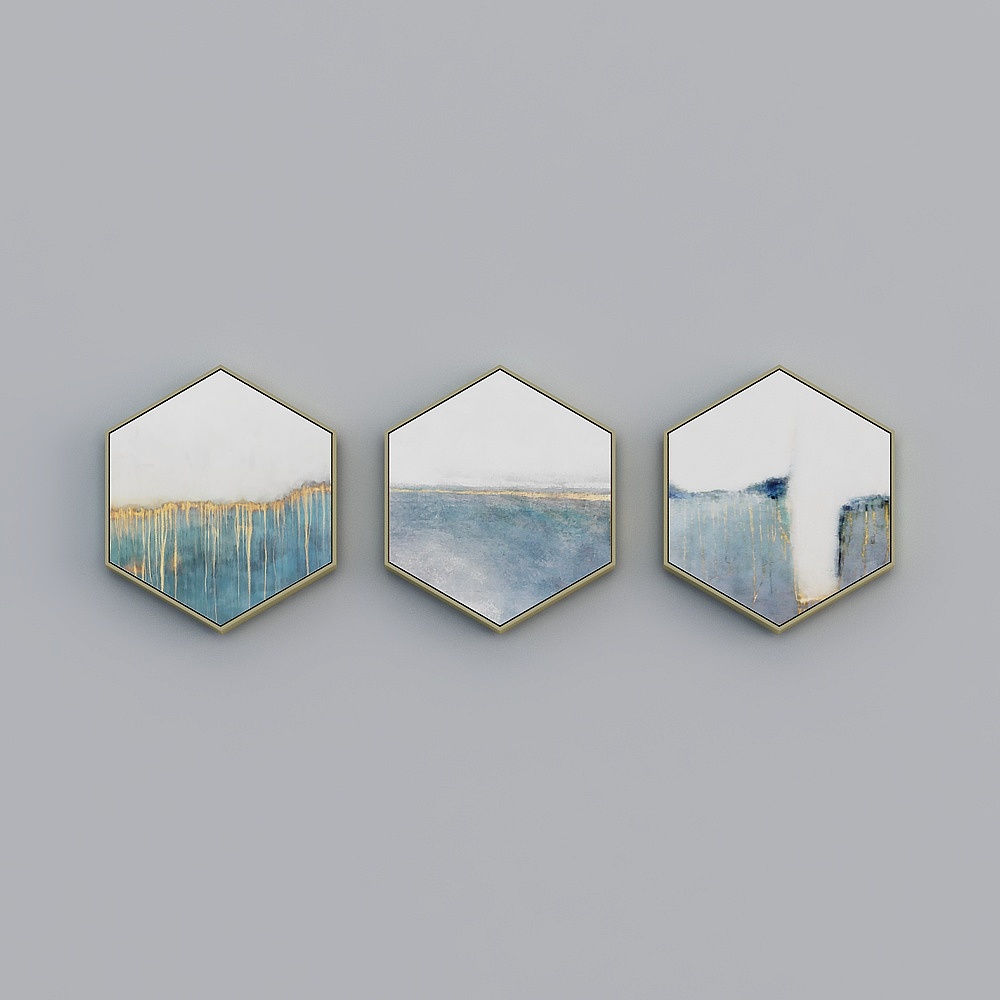 The whole house with painting - modern decorative painting - hexagonal combination - the call of the sea D