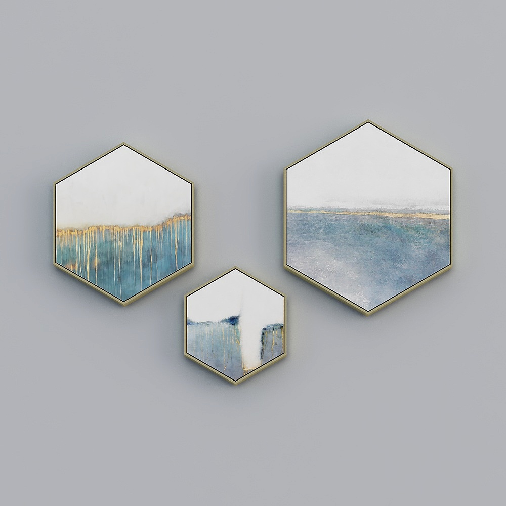 The whole house with painting - modern decorative painting - hexagonal combination - the call of the sea B