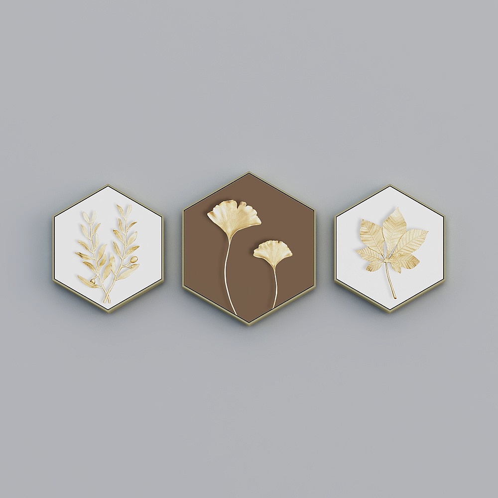 The whole house with painting - modern decorative painting - hexagonal combination - leafy A