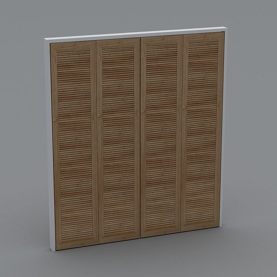 Low-Polygon Louvered Door 3D model