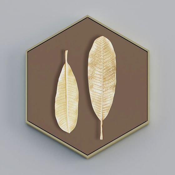 礼儀フルハウス絵付 - モダン装飾画 - 六角形コンビネーション - リーフィーG