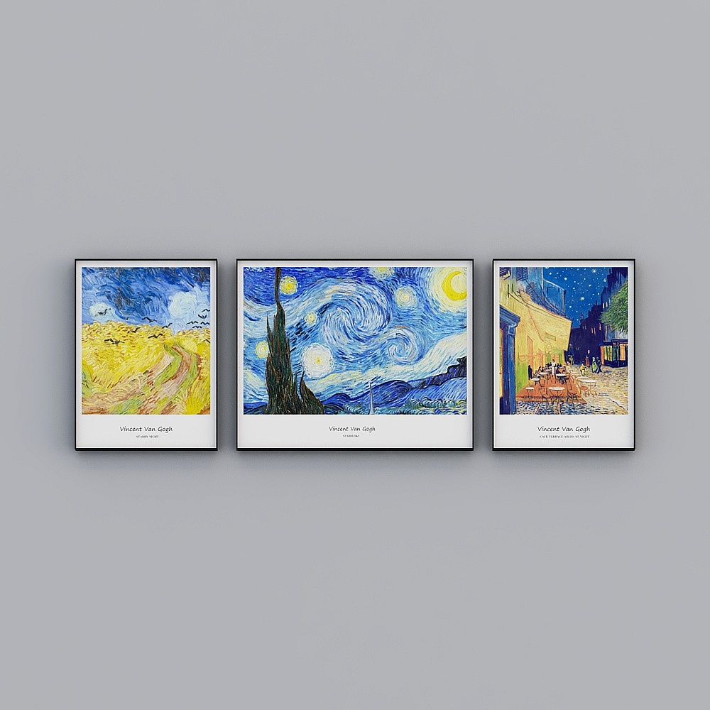 Courtesy full house with painting - modern living room decorative painting - triple - Van Gogh combination B