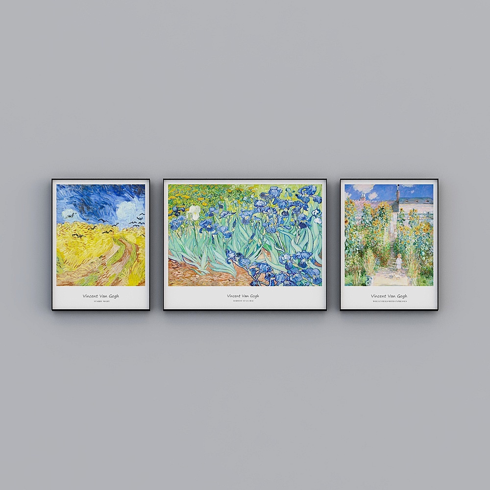 Courtesy full house with painting - modern living room decorative painting - triple - Van Gogh combination I