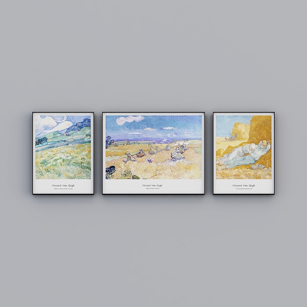 Courtesy full house with painting - modern living room decorative painting - triple - Van Gogh combination E