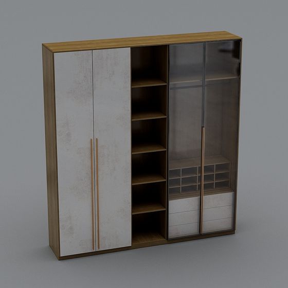 Modern Low-Polygon Cabinet 3D model for Stylish Homes