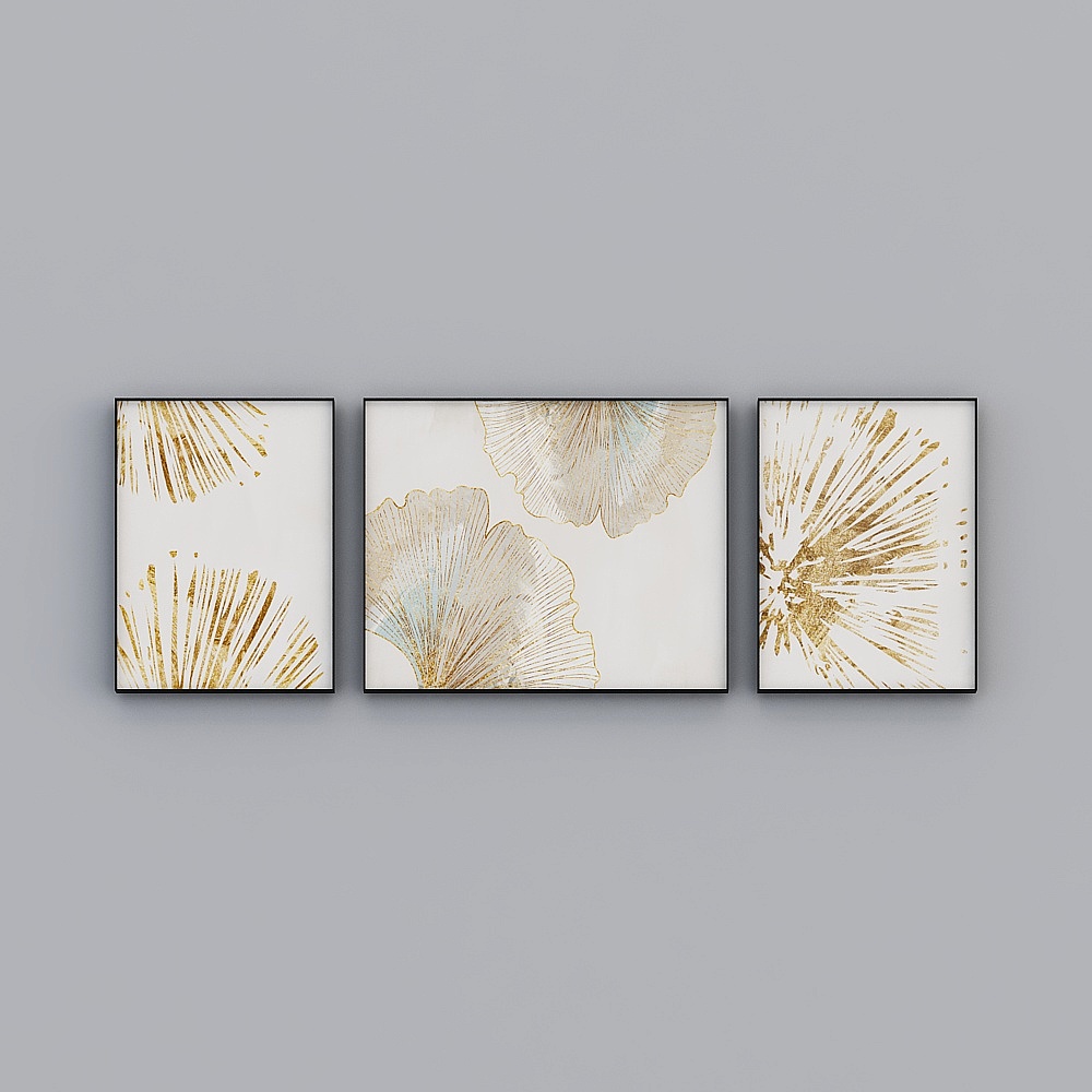 Courtesy full house with painting - modern living room decorative painting - triple - golden apricots reflected B