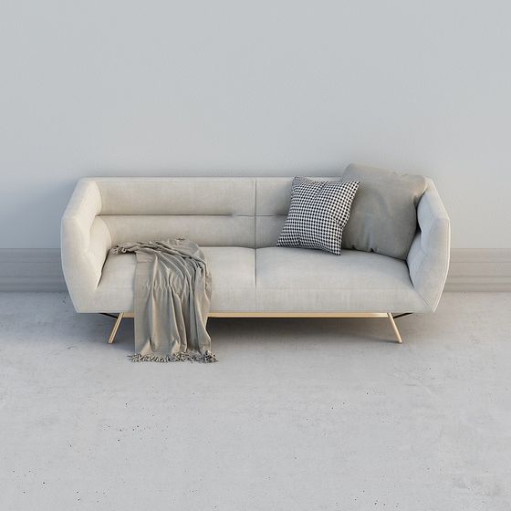 Stylish Low-Polygon Sofa 3D model for Modern Interiors