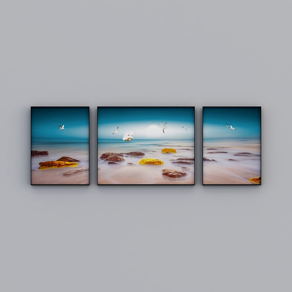 Courtesy full house with painting - modern living room decorative painting - triple - Bihai yuntian B