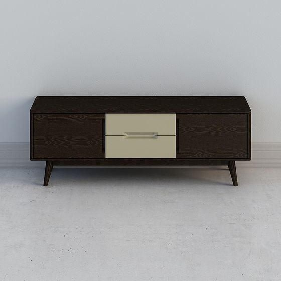 Mid-Century Modern Media Console 3D model for Creative Spaces