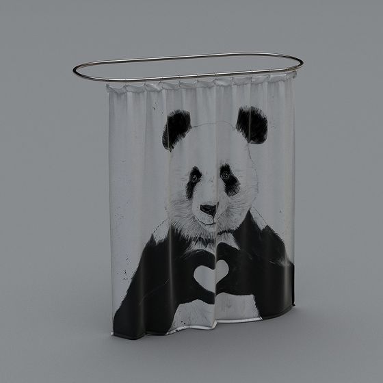 Adorable Panda Shower Curtain 3D model