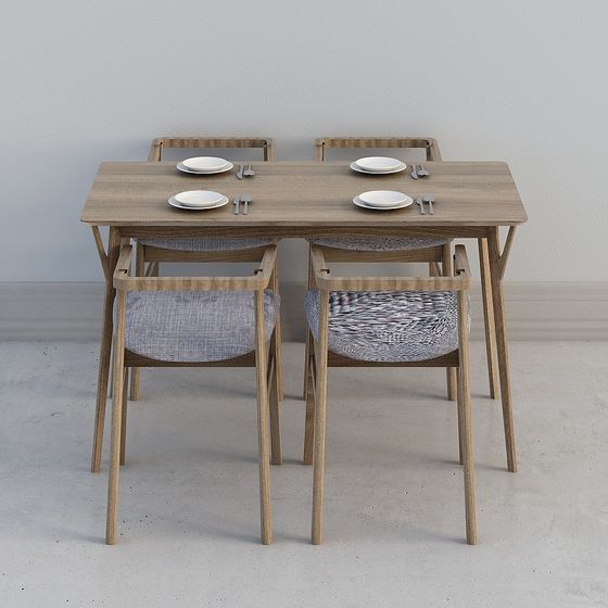 Modern Minimalist Dining Table and Chair Set 3D model