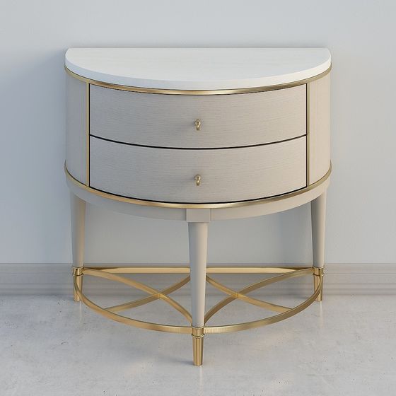 Elegant Half-Round Nightstand 3D model