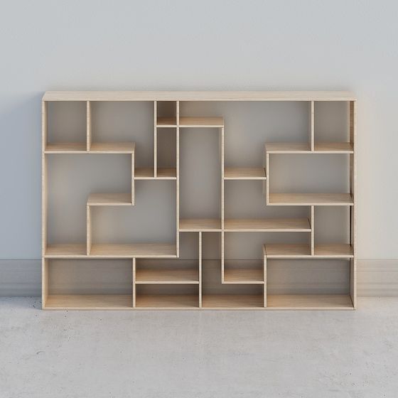 Modern Minimalist Geometric Bookshelf 3D model