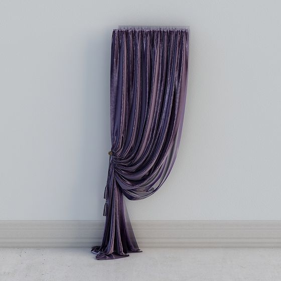 Dreamy Purple Velvet Curtain 3D model