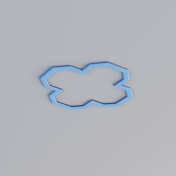 Cloud Outline Low-Poly 3D Model