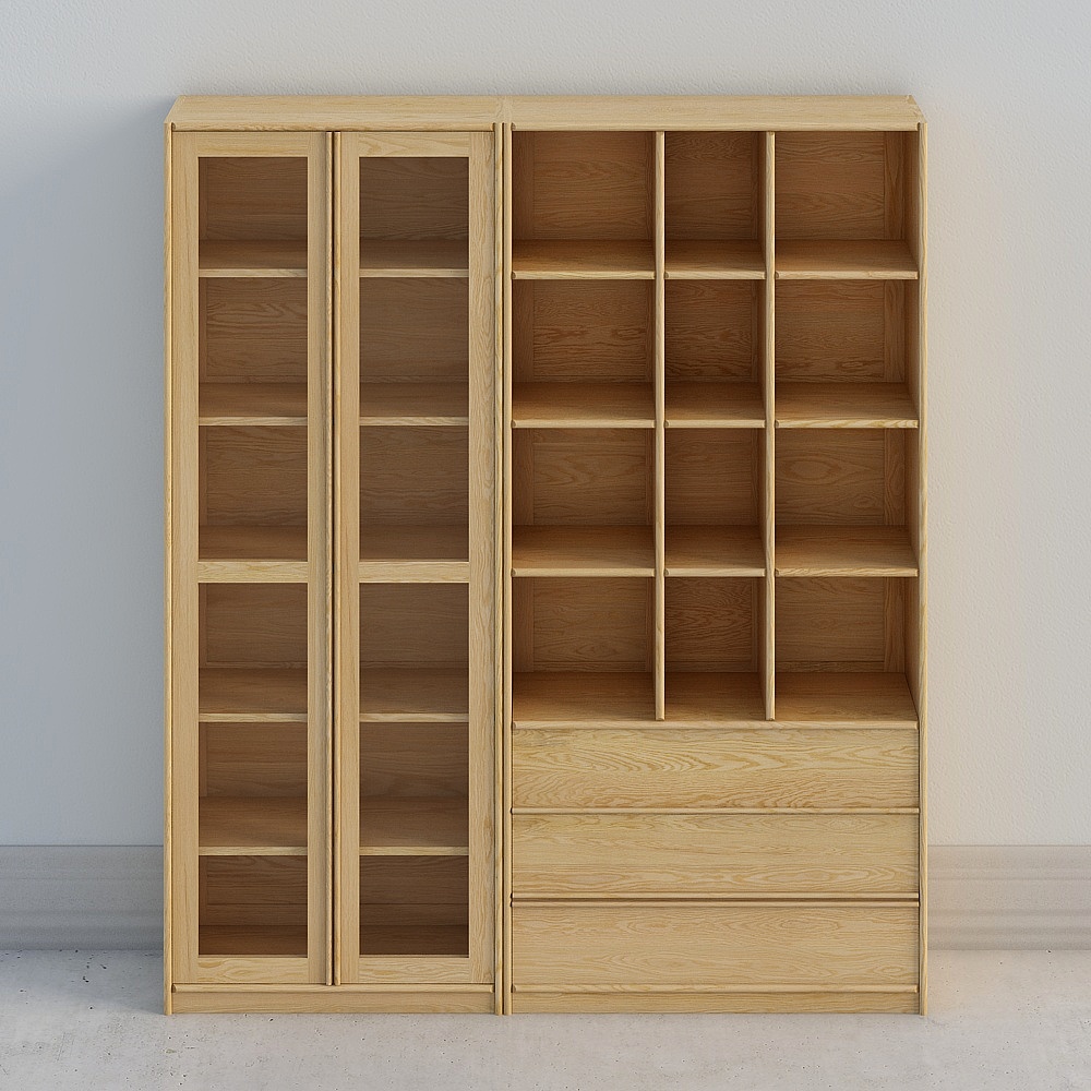 White Oak SG-06 Neoclassical With Door Bookcase 2