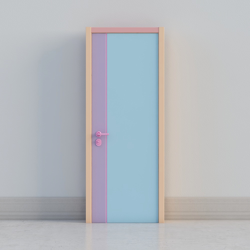 minimal blue pink door