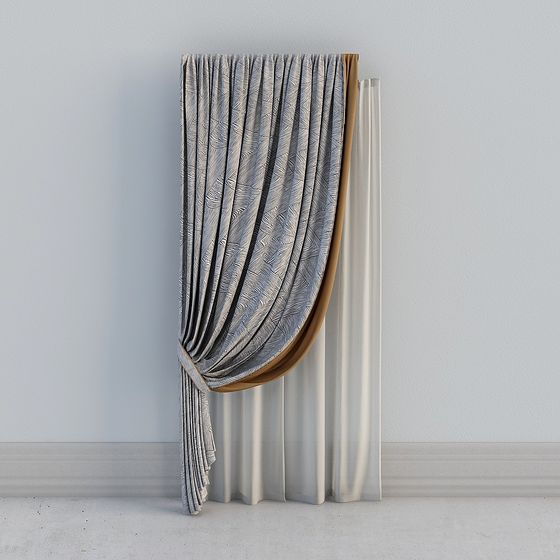 Elegant Low Poly Curtain 3D model