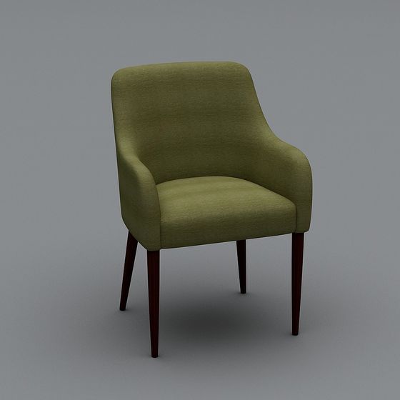 Chic Low-Polygon Olive Green Chair 3D Model