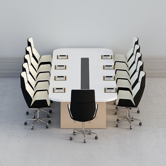 Formal Meeting Table 3D Model in Black Finish