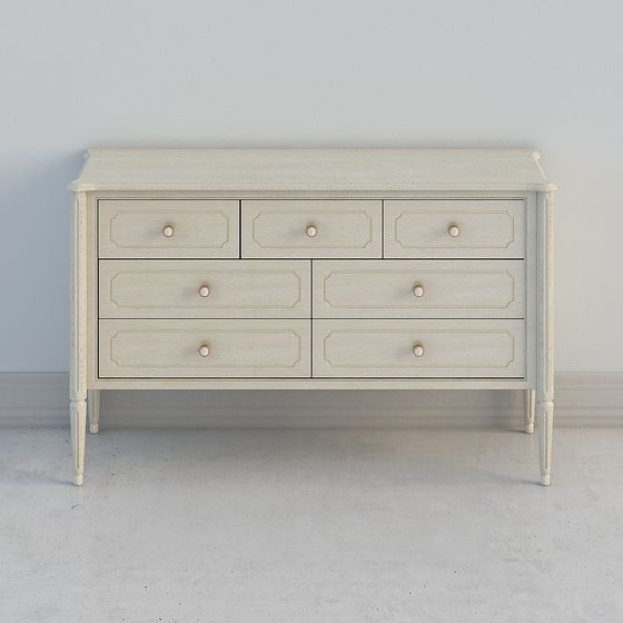 Elegant Vintage 6-Drawer Cabinet 3D model