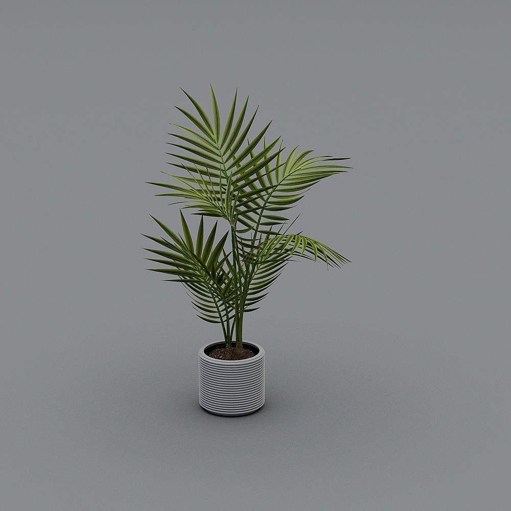 Pot de fleurs blanc avec plante verte 1.0-LY