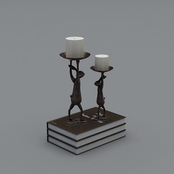 Candle Holder on Books 3D model