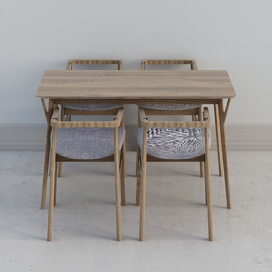 Black Dining Table Set 3D Model for Four