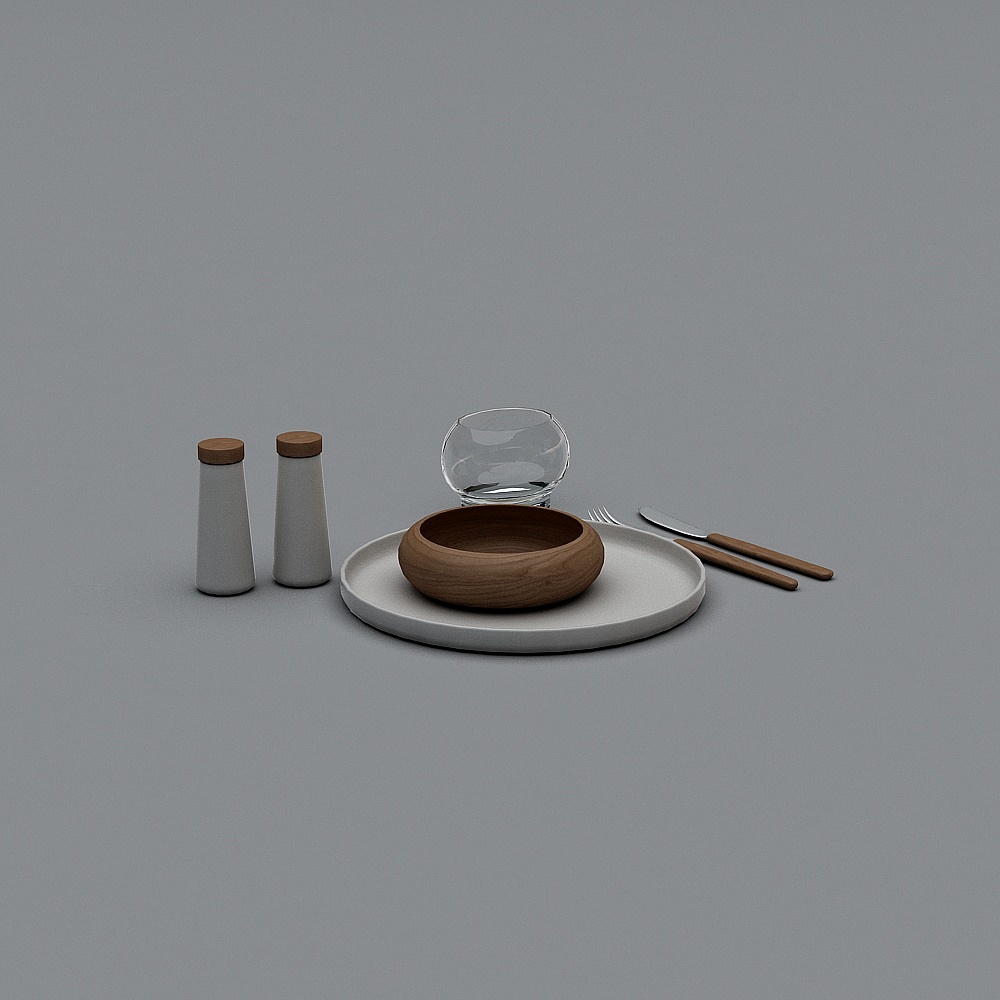 Elegant Low-Poly Dining Table Scene 3D model
