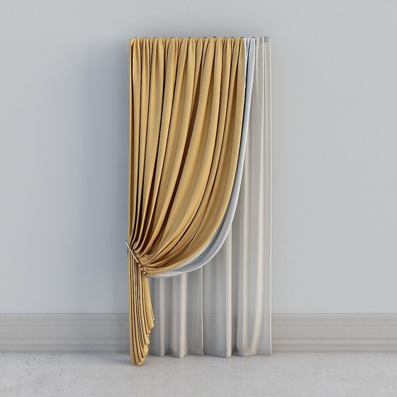 Elegant Floating Curtain 3D model