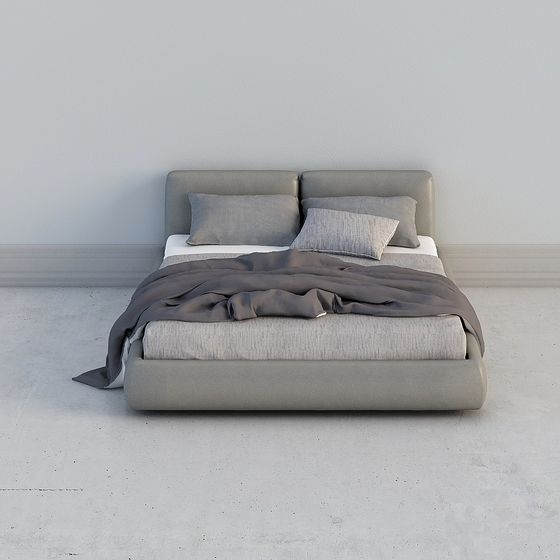 Stylish Low-Polygon Bed 3D model for Modern Interiors