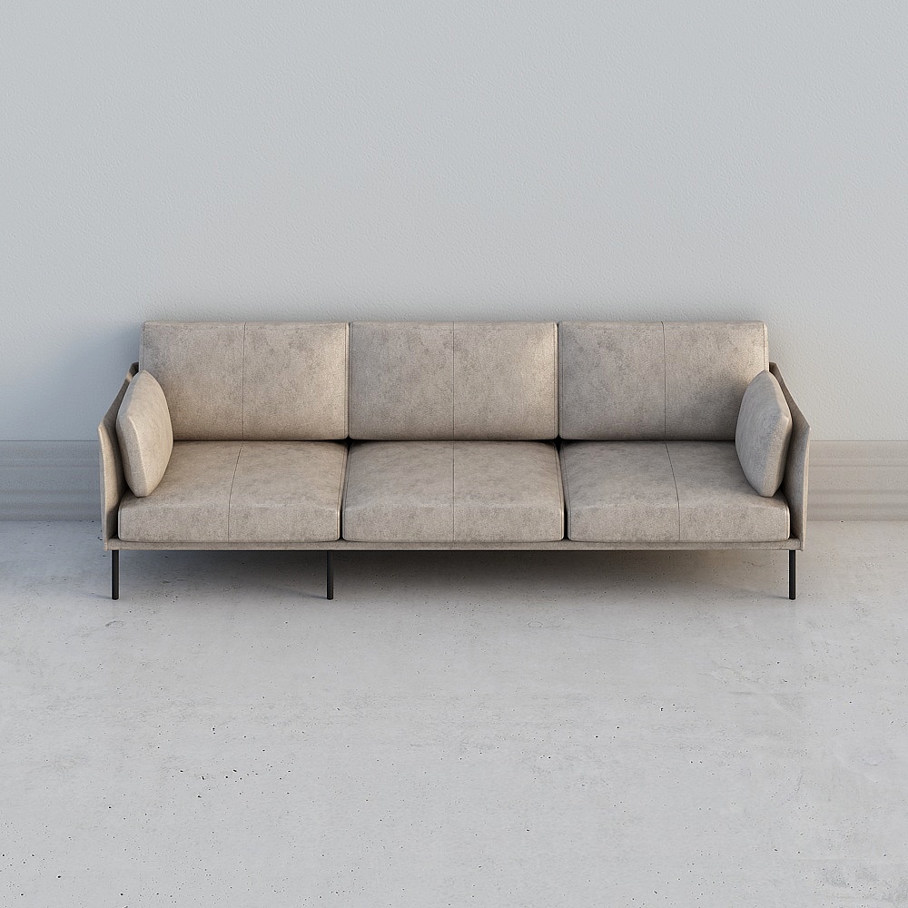 Canapé en cuir Look Jazz - Quatre places (Gris)